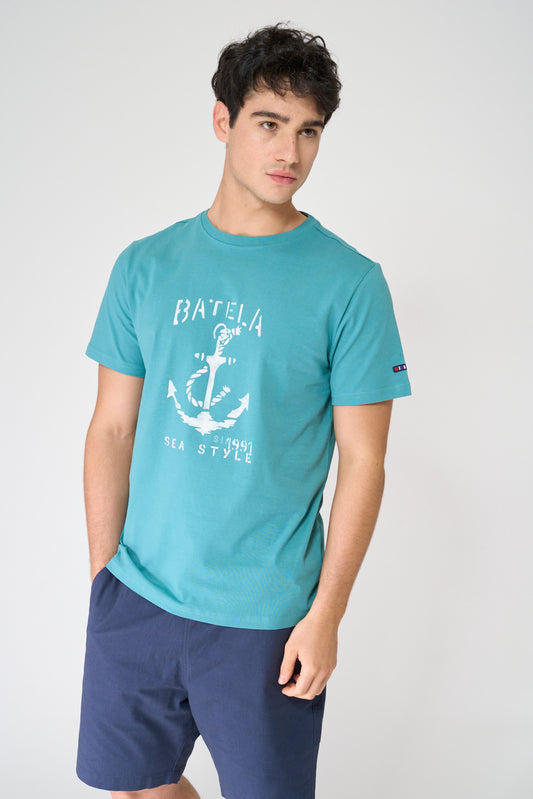 Cotton T-shirt with anchor and Batela logo