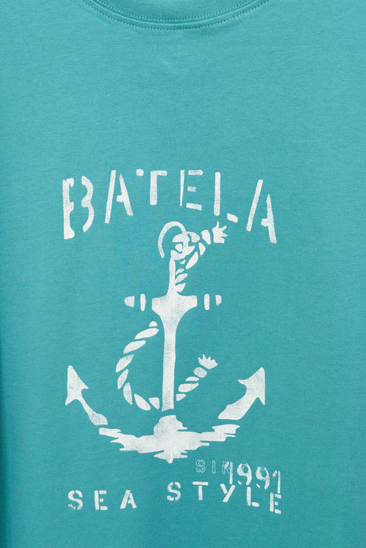 Cotton T-shirt with anchor and Batela logo