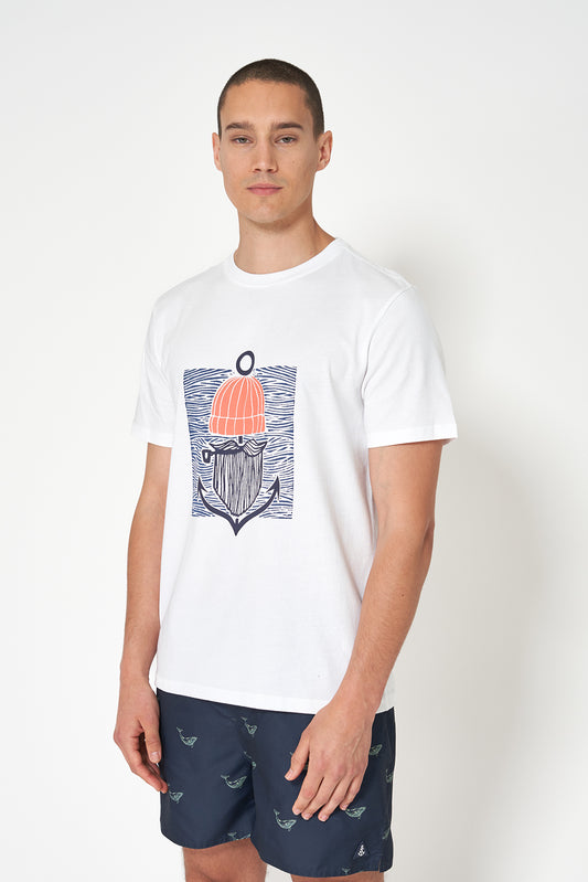 Camiseta de algodón con gráfico frontal de marinero