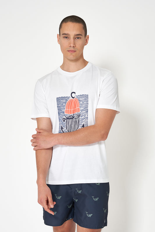 Camiseta de algodón con gráfico frontal de marinero