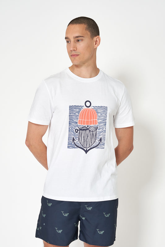 Camiseta de algodón con gráfico frontal de marinero