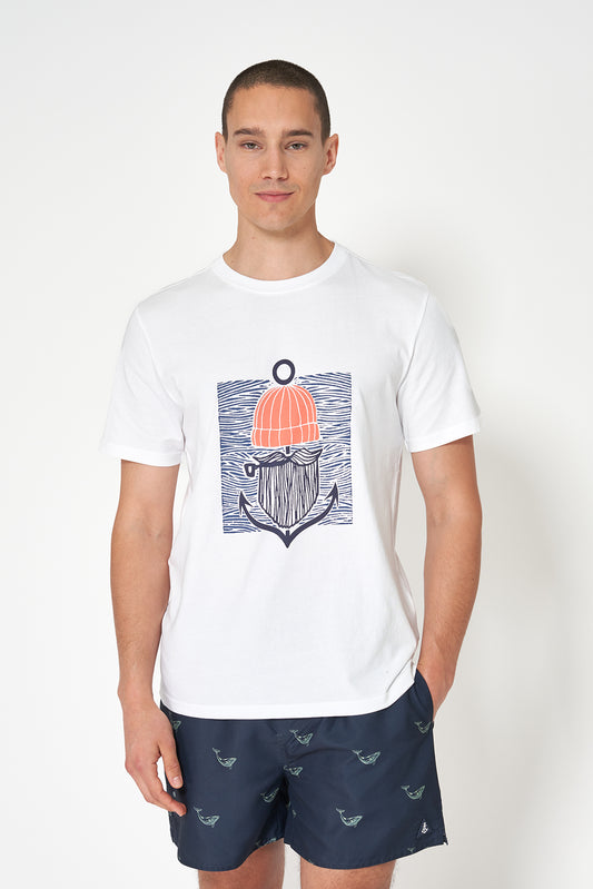 Camiseta de algodón con gráfico frontal de marinero