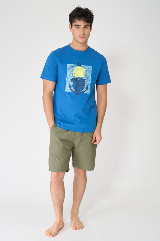 Camiseta de algodón con gráfico frontal de marinero