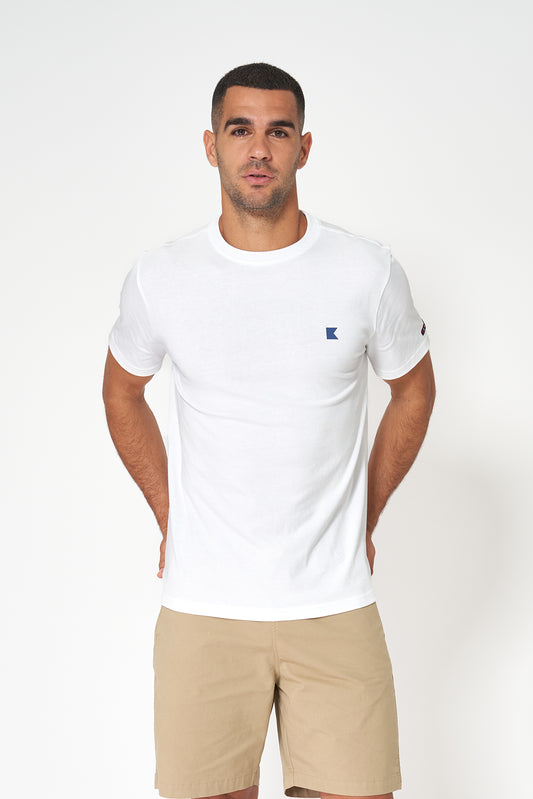 Camiseta de algodón mezcla con logo y banderas Batela