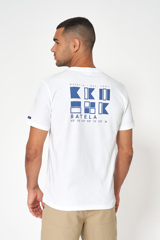 Camiseta de algodón mezcla con logo y banderas Batela