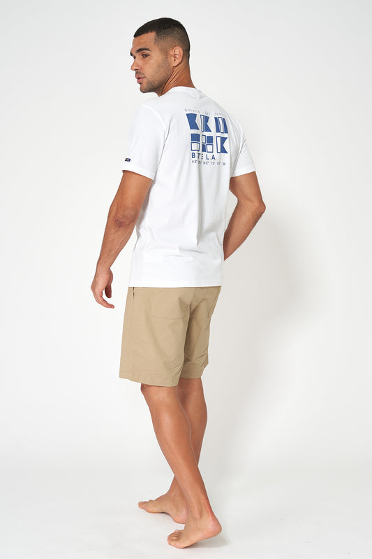 Camiseta de algodón mezcla con logo y banderas Batela