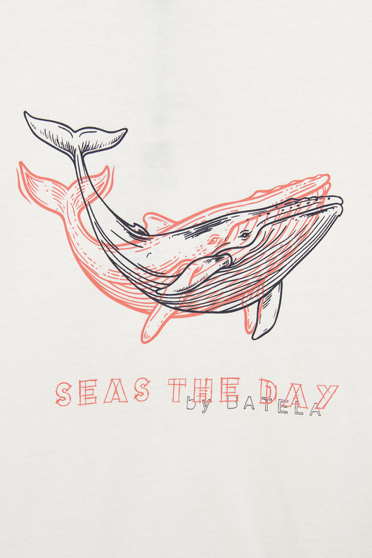 Camiseta de algodón con estampado ballena