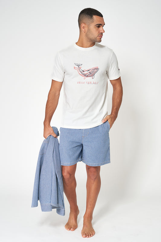 Camiseta de algodón con estampado ballena