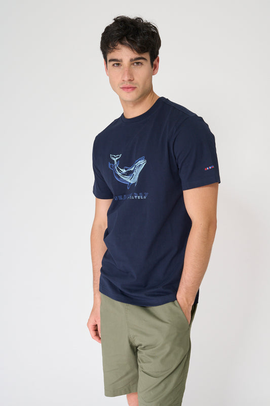 Camiseta de algodón con estampado ballena
