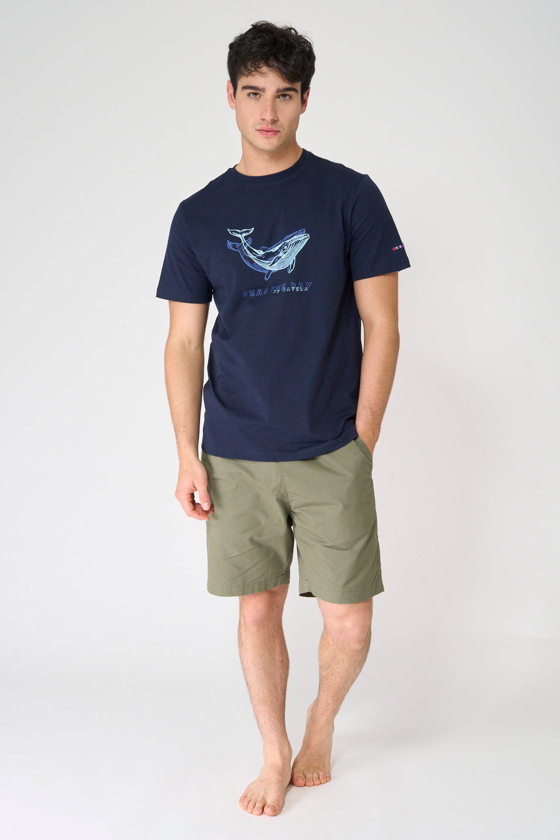 Cotton T-shirt with whale print