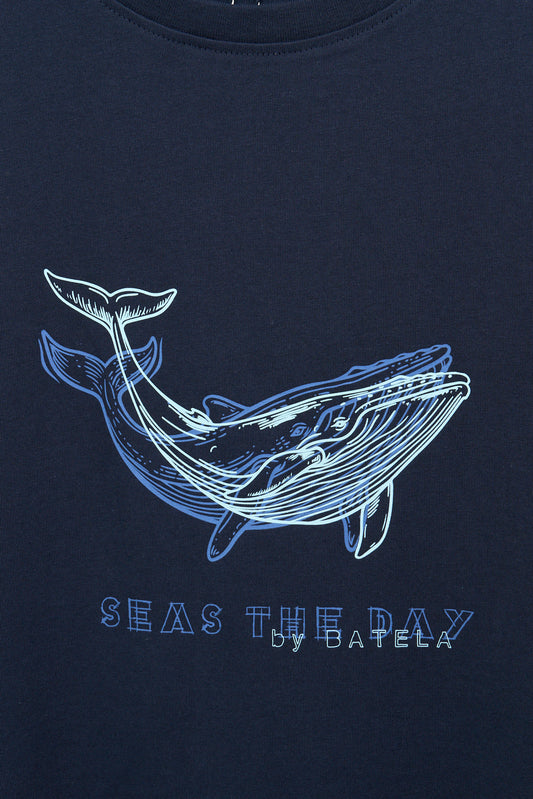Camiseta de algodón con estampado ballena