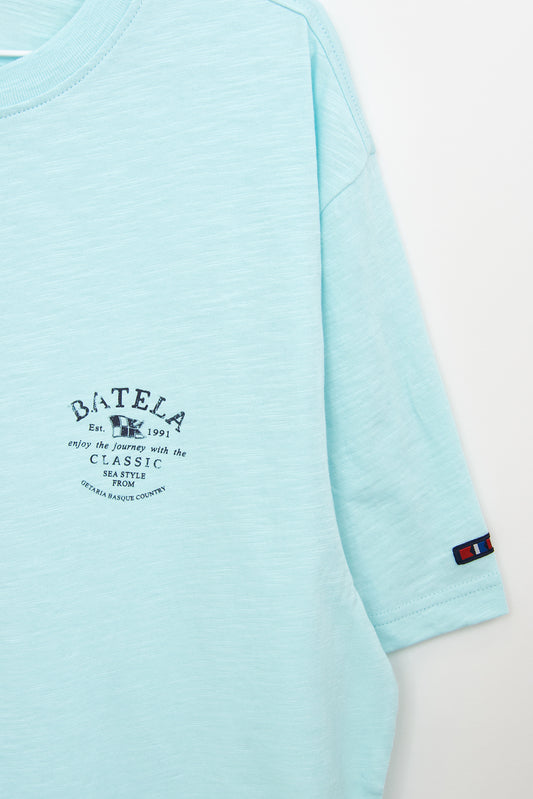 Camiseta de algodón flamé con logo Batela