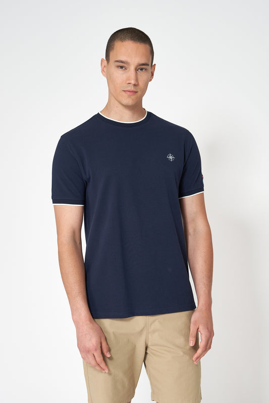 Camiseta de algodón piqué con cuello redondo