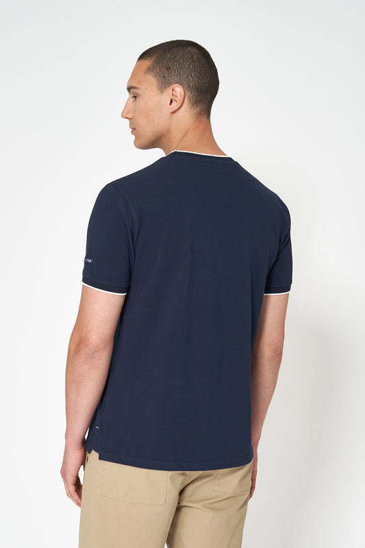 Camiseta de algodón piqué con cuello redondo