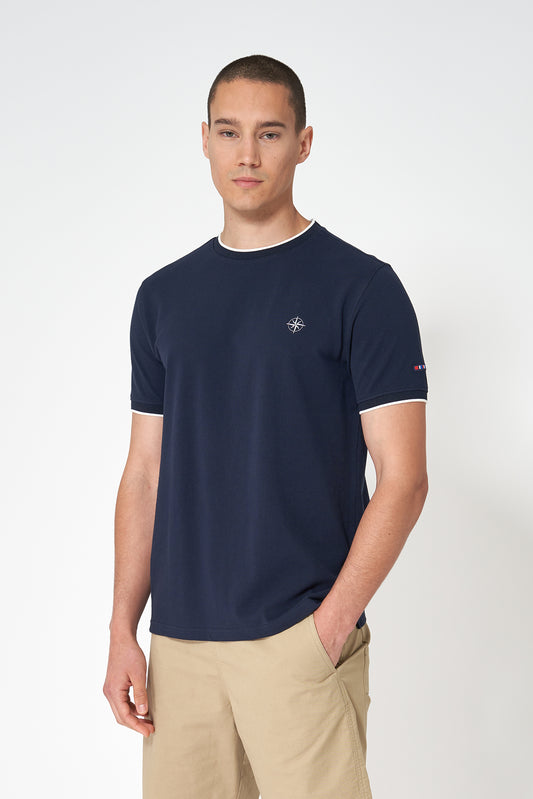 Camiseta de algodón piqué con cuello redondo