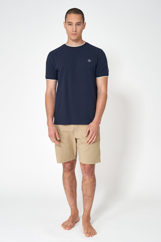 Camiseta de algodón piqué con cuello redondo