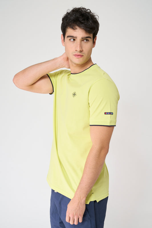 Camiseta de algodón piqué con cuello redondo