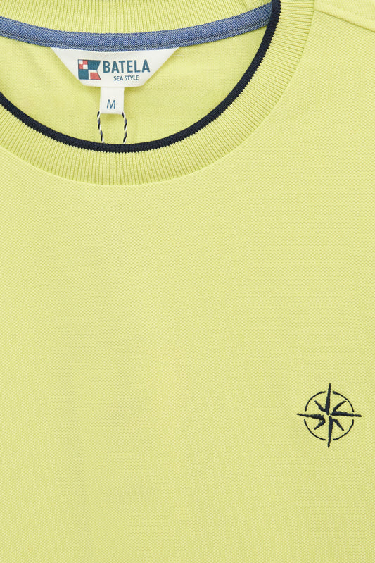 Camiseta de algodón piqué con cuello redondo