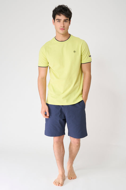 Camiseta de algodón piqué con cuello redondo