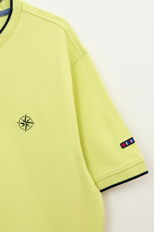 Camiseta de algodón piqué con cuello redondo