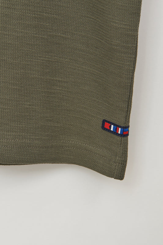 Textured jacquard cotton polo with open collar