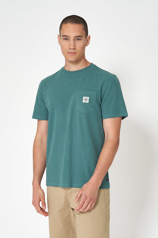 Jacquard cotton T-shirt with pocket