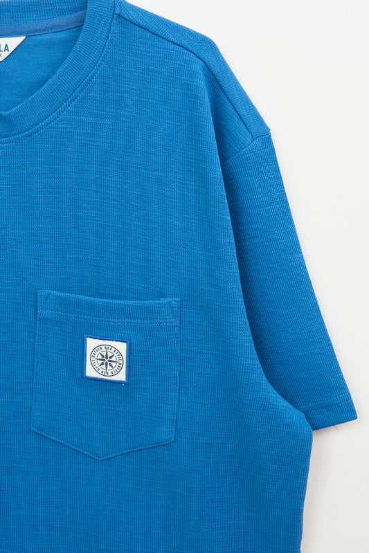 Jacquard cotton T-shirt with pocket