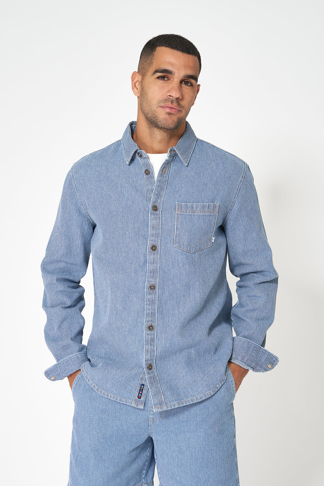 Chemise en jean à rayures en coton