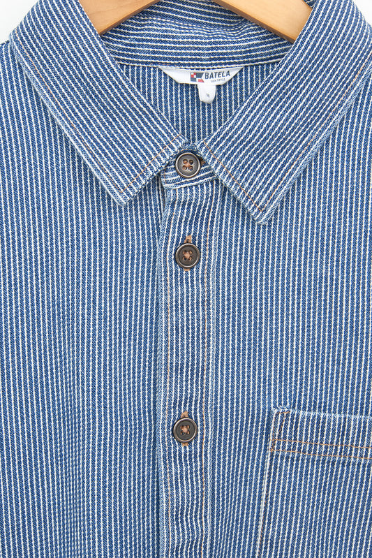 Camisa denim a rayas de algodón