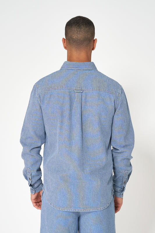 Camisa denim a rayas de algodón