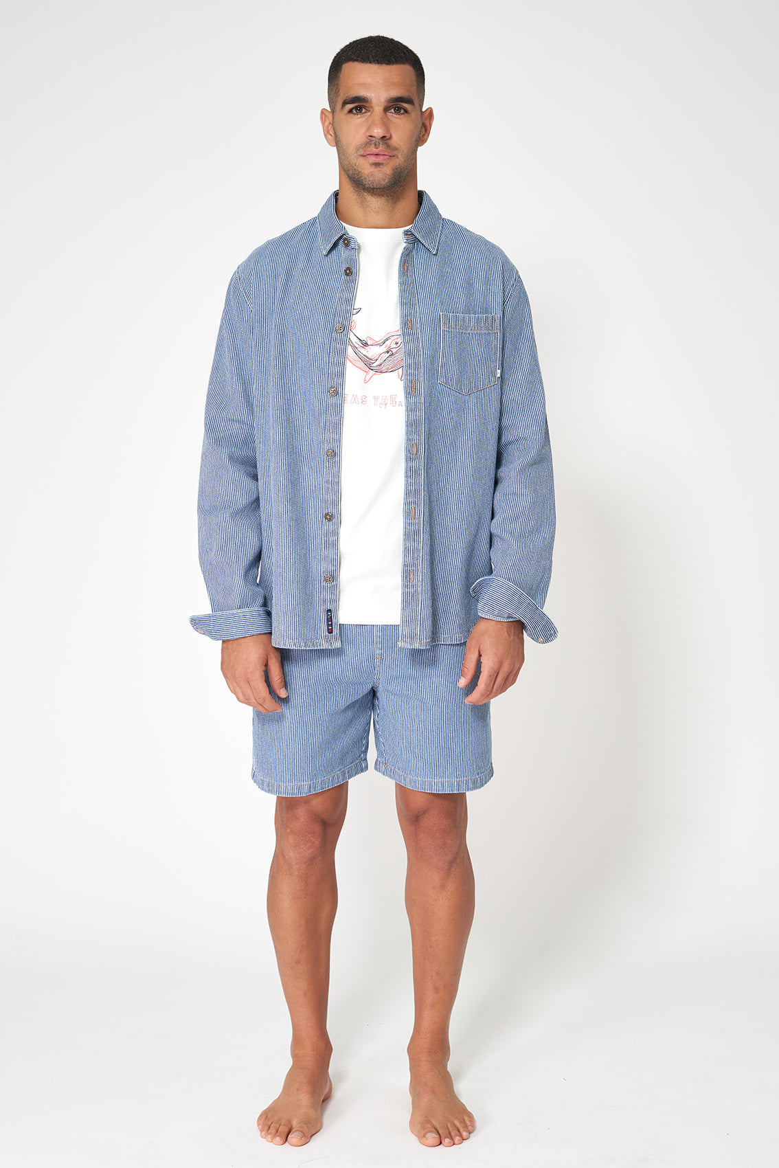 Chemise en jean à rayures en coton