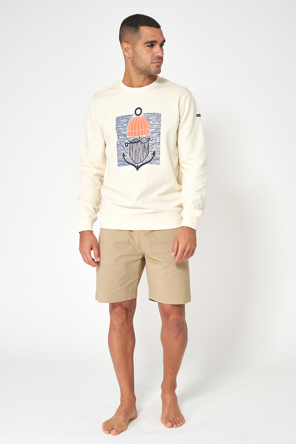 Cotton terry sweatshirt with sailor graphic