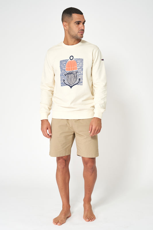 Sudadera de algodón Terry y gráfico marinero