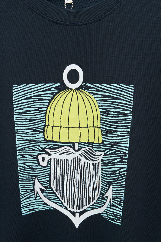 Sudadera de algodón Terry y gráfico marinero