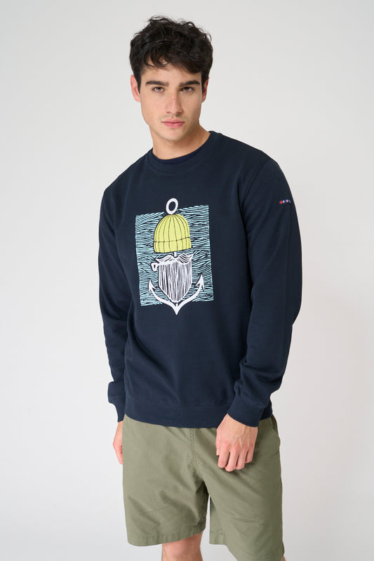 Sudadera de algodón Terry y gráfico marinero