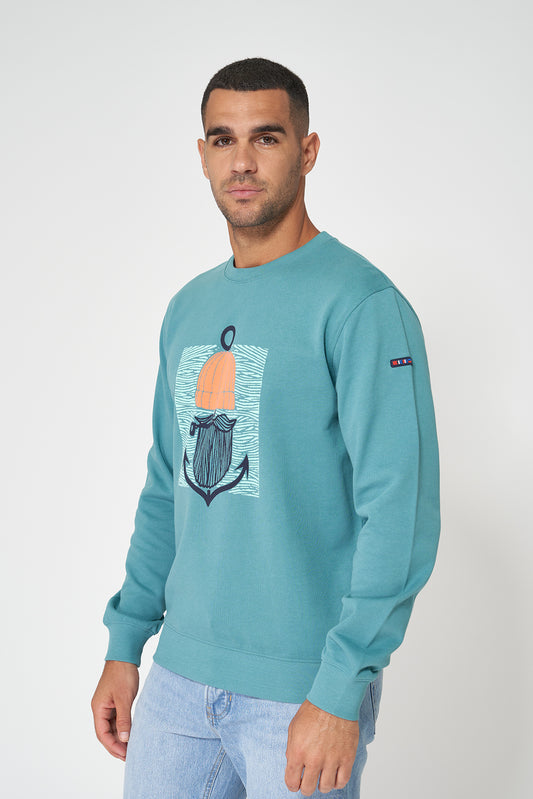 Sudadera de algodón Terry y gráfico marinero