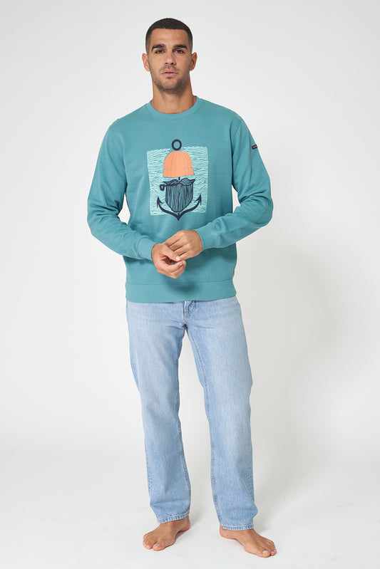 Sudadera de algodón Terry y gráfico marinero