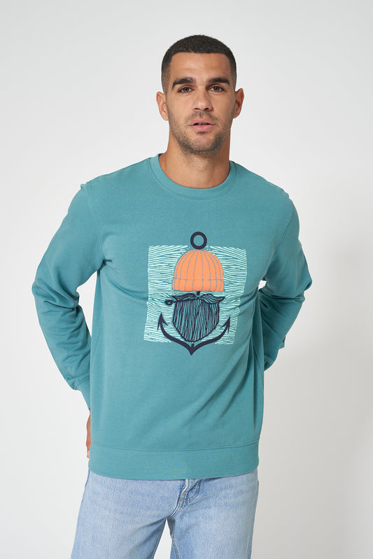 Sudadera de algodón Terry y gráfico marinero