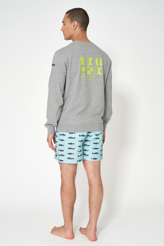 Sudadera de algodón Terry y gráfico banderas