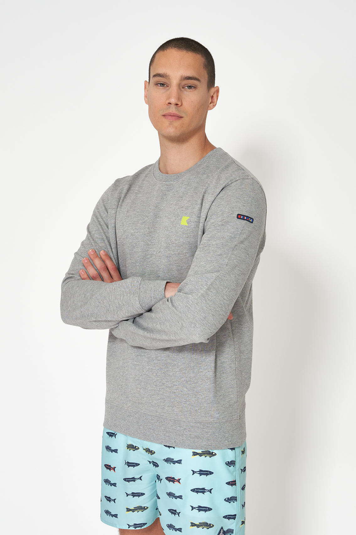 Cotton Terry sweatshirt with flag graphic