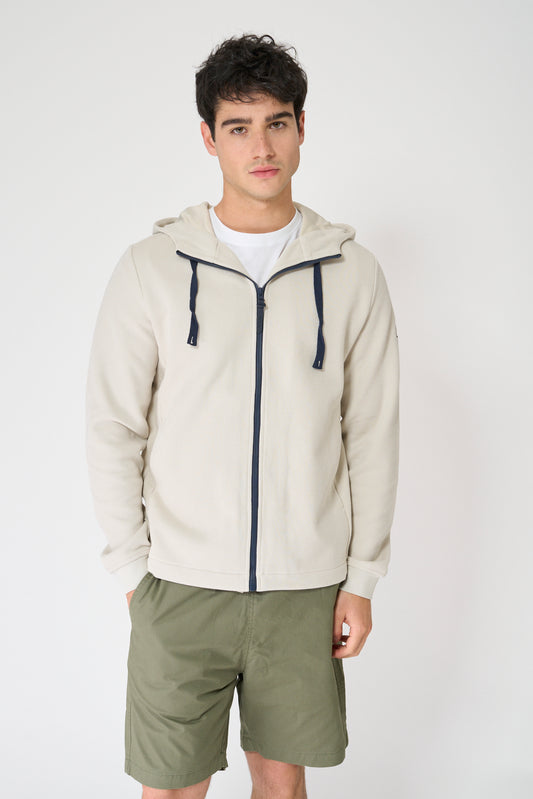 Sudadera abierta de punto interlock con capucha