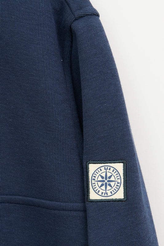 Jersey de punto interlock con media cremallera