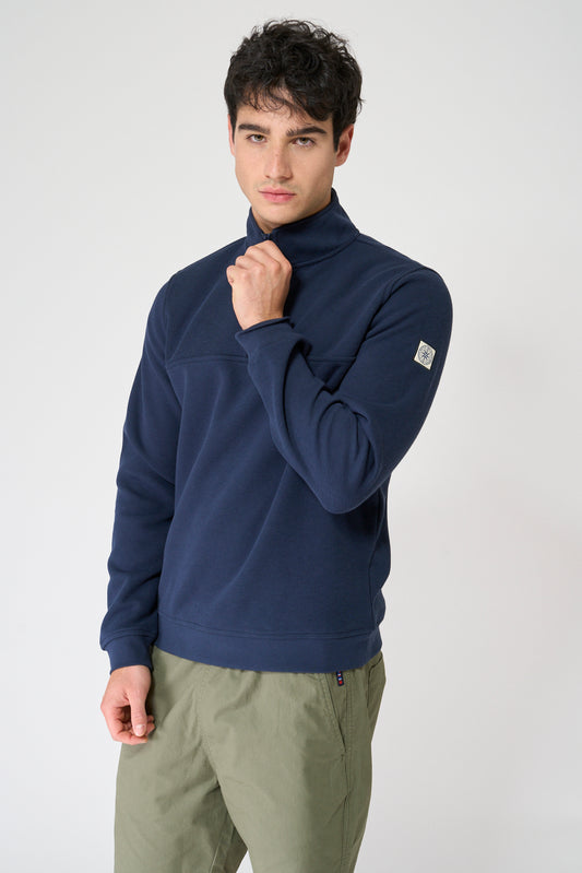 Jersey de punto interlock con media cremallera