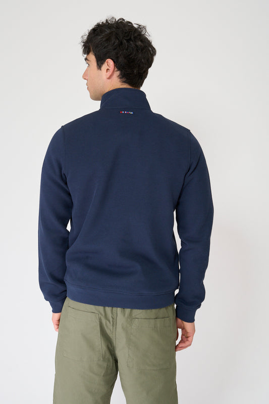 Jersey de punto interlock con media cremallera