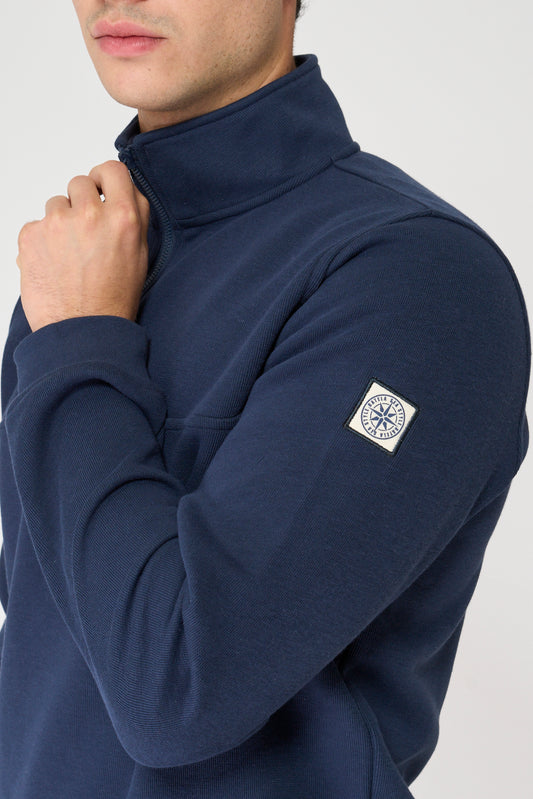 Jersey de punto interlock con media cremallera