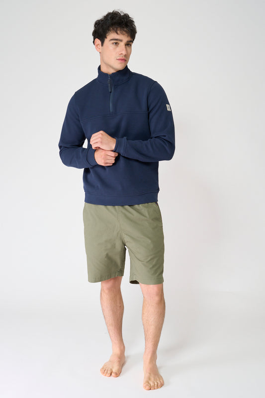 Jersey de punto interlock con media cremallera