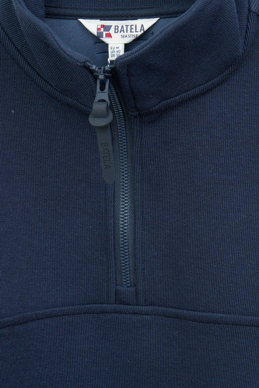 Jersey de punto interlock con media cremallera