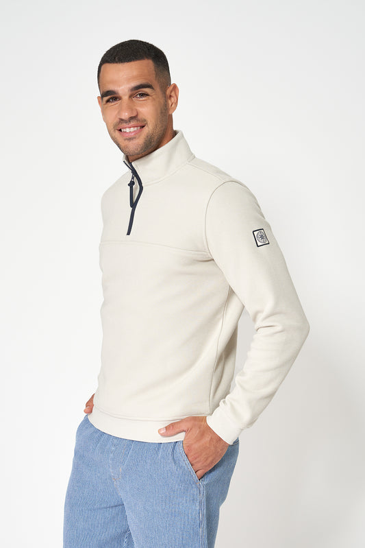 Jersey de punto interlock con media cremallera