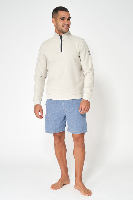 Jersey de punto interlock con media cremallera