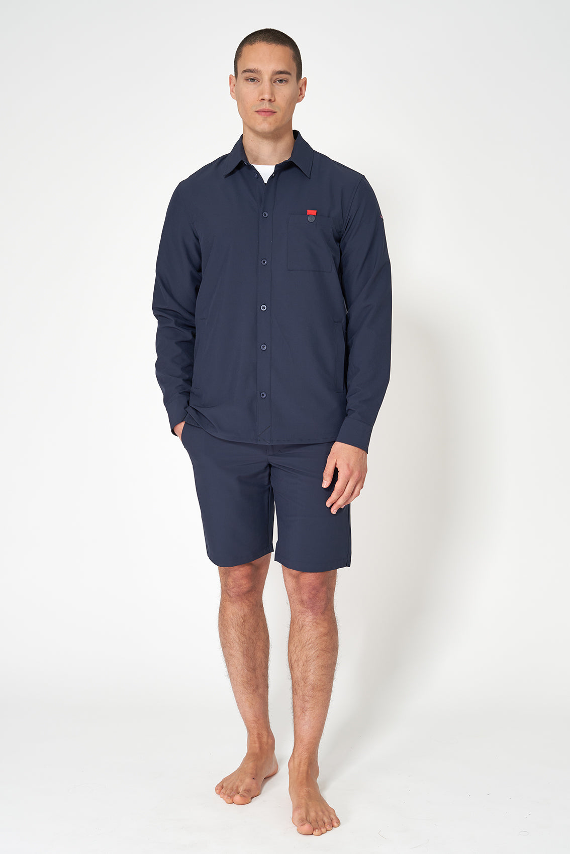 Lightweight technical fabric overshirt jacket